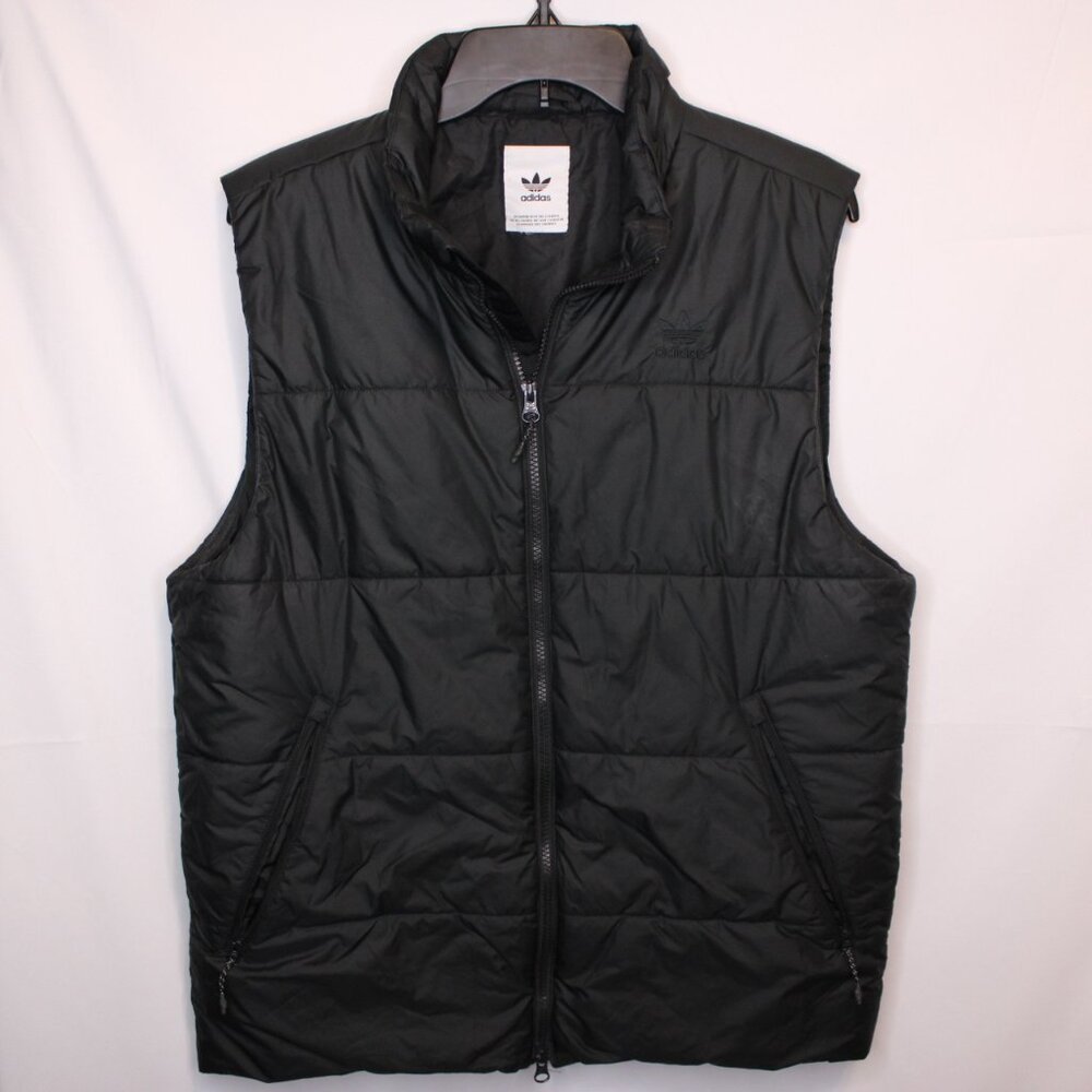 Black Adidas puffer Vest Zip up pockets Hiking outdoors excellent condition